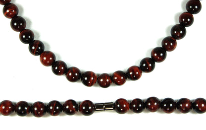 Men's Healing Crystal Necklace - 16/19/24/30 Inch Beaded Chains with 6/8/10/12/14/16mm Gemstones Handmade in USA