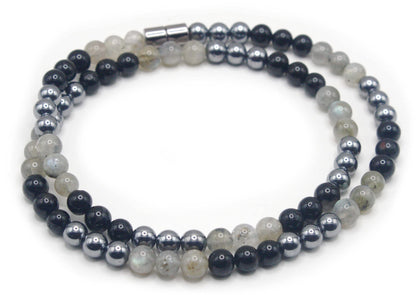 Triple Protection Necklace - Healing Crystal Jewelry - Beaded Necklace for Men/Women - Positive Energy Frequency