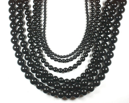 Mens Onyx Necklace - Empath Protection Jewelry - Karma Protection Necklace - Beaded Choker Necklace- 18/20/22/24/26/28/30 Inches - 6/8/10/12/14/16mm Black Onyx