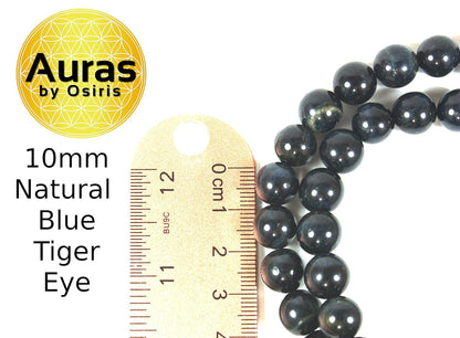 Blue Tiger Eye Necklace for Men & Women – Hawks Eye Crystal Healing Jewelry – Confidence & Powerful Communication
