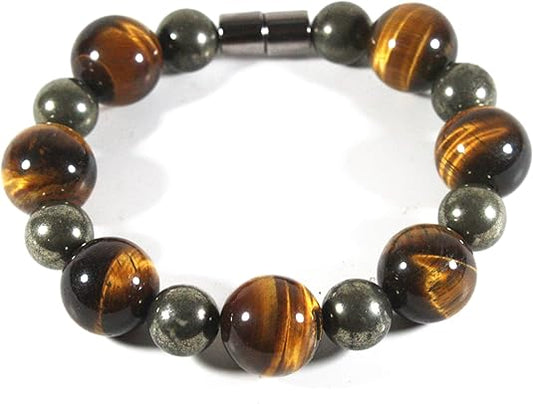 Auras by Osiris Chakra Bracelet - Anxiety Bracelet - Bead Bracelet - Crystal Bracelet for Men/Women (7, Pyrite and Tigers Eye)