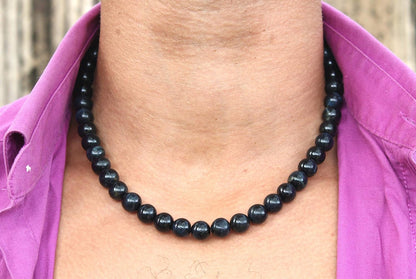 Blue Tiger Eye Necklace for Men & Women – Hawks Eye Crystal Healing Jewelry – Confidence & Powerful Communication