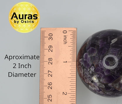Auras By Osiris Crystal Sphere with Handmade Bamboo Stand - Artisan Crafted Gemstone Orb for Healing and Decoration