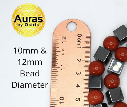 Auras By Osiris Men’s Gemstone Necklace – Handmade 12mm Round & Cube Bead Crystal Jewelry – 19, 24 & 30 Inch Protection & Positive Energy
