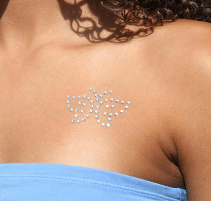 Vintage Temporary Tattoo Made with Genuine Swarovski Crystals | Crystal Stickers Body and Face Jewels for Festivals and Raves