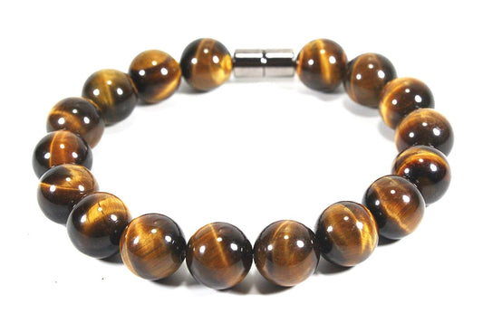 Tiger Eye Bracelet - AAA Grade Tiger Eye - Mens Bracelet - Womens Bracelet - Large Beaded Bracelet - Tiger Eye Jewelry