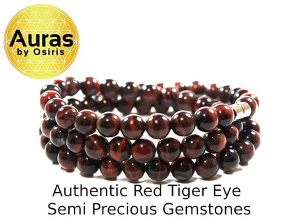 Red Tiger Eye Necklace for Men & Women – Tribal Gemstone Mala for Immunity, Strength & Energy – Custom Length