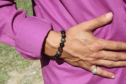 Auras by Osiris Triple Protection Bracelet - Black Tourmaline- Tiger Eye - Pyrite - Luxury Jewelry - Durable Bracelets