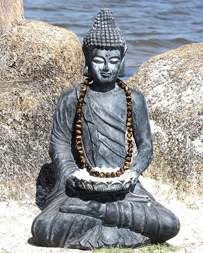 Auras by Osiris - Tiger Eye Beaded Necklace For Men - World Class Durability & Easy Lock Clasp - Good Luck - Confidence - Handmade in USA Tiger Eye 10mm)