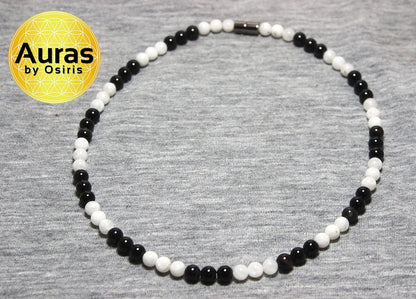 Ying Yang Necklace Genuine Moonstone Obsidian Necklace for Men/Women Healing Crystals and Gemstones Protection Necklaces