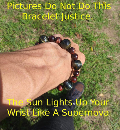 AURAS BY OSIRIS - Blue Tiger Eye - Red Tiger Eye Bracelet For Men And Women- Mala Bracelet - Yoga Bracelet - Gemstone Bracelet - African Jewelry