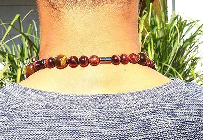 Tiger Eye Beaded Necklace for Men – Handmade Natural Gemstone Jewelry for Confidence, Good Luck & Motivation
