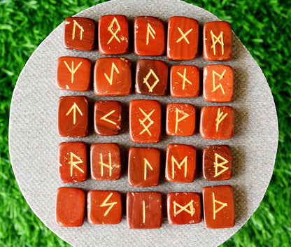 Auras by Osiris - Rune Gemstones Set with Engraved Elder Futhark Alphabet Divination, Crystal Healing Chakra