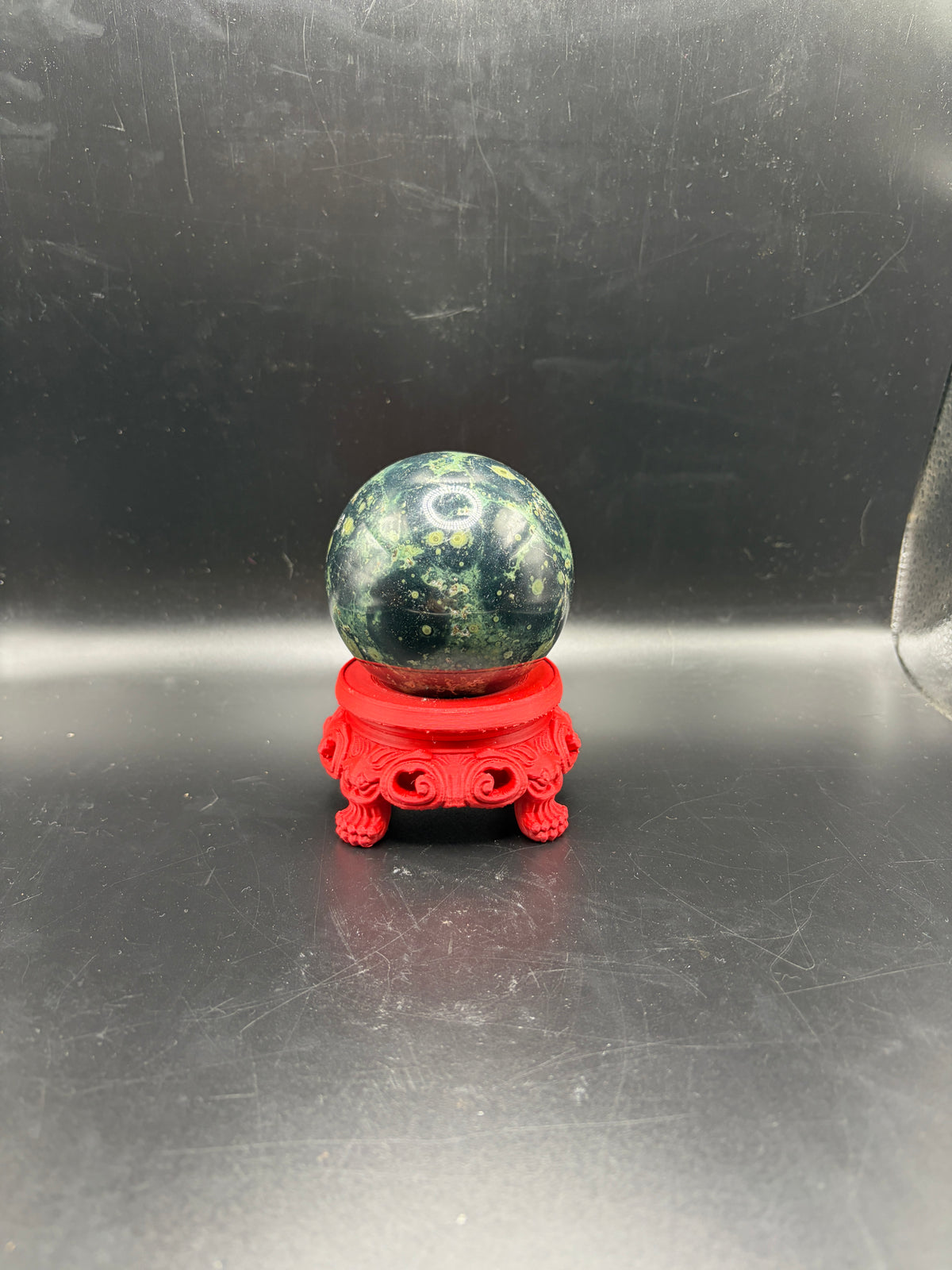 Kambaba Jasper Crystal Sphere 560g – Large Natural Polished Healing Crystal Ball for Grounding, Meditation & Home Decor