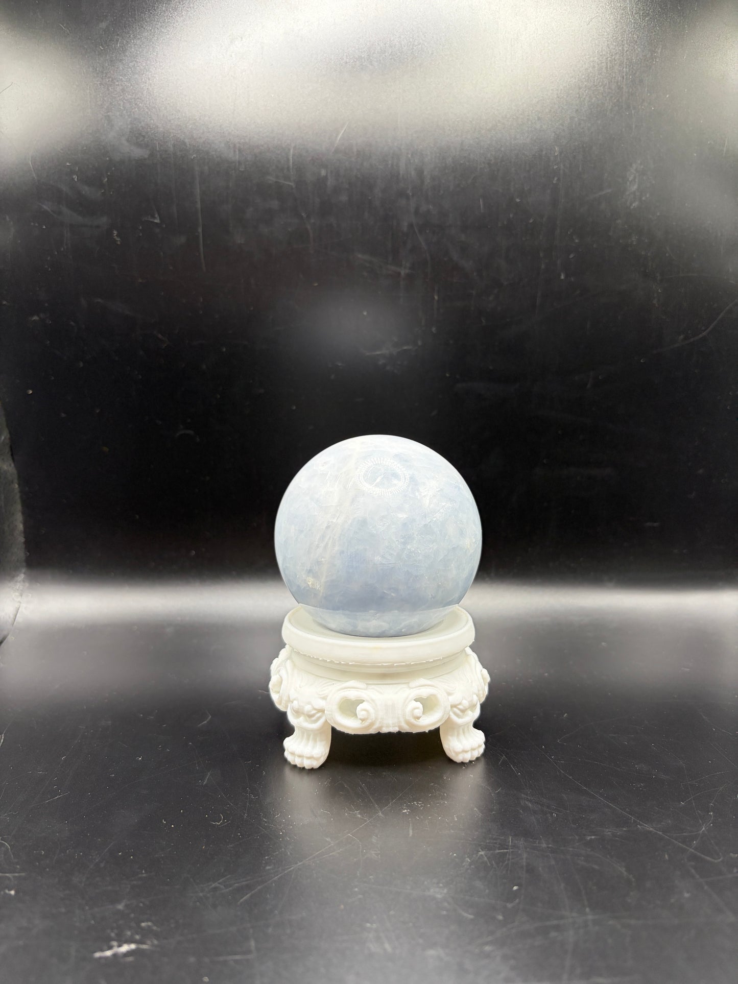Blue Calcite Crystal Sphere 585g – Large Natural Polished Healing Crystal Ball for Calmness, Communication & Spiritual Decor