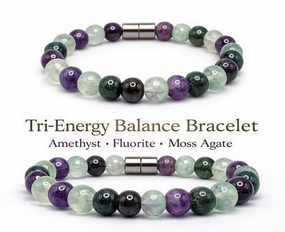 Amethyst Fluorite Moss Agate bracelet for Virgo Zodiac Sign