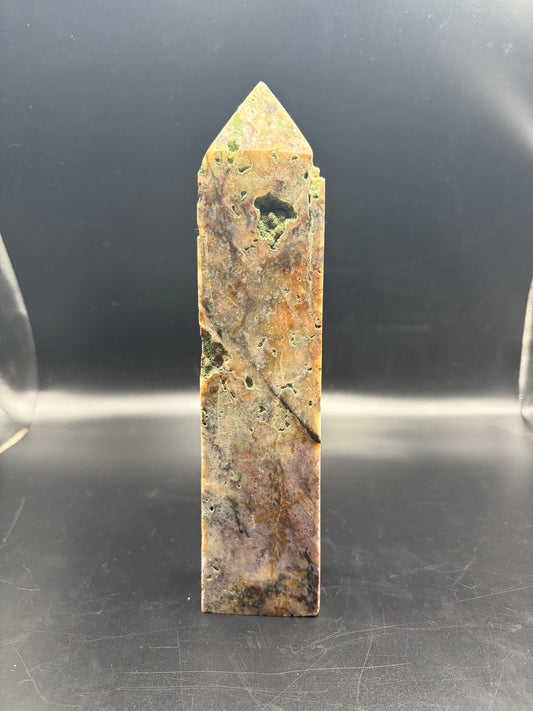 Moss Agate Crystal Tower 660g (8 Inch) – Natural Healing Crystal for Growth, Abundance, Meditation & Home Decor