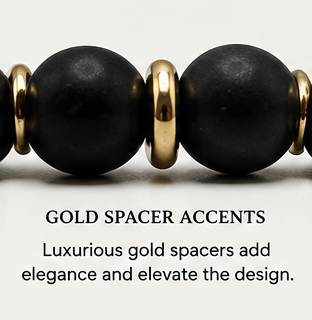 Black Shungite Bracelet with Gold Spacers – Magnetic Clasp Bracelet – Grounding Energy Jewelry