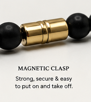 Black Shungite Bracelet with Gold Spacers – Magnetic Clasp Bracelet – Grounding Energy Jewelry
