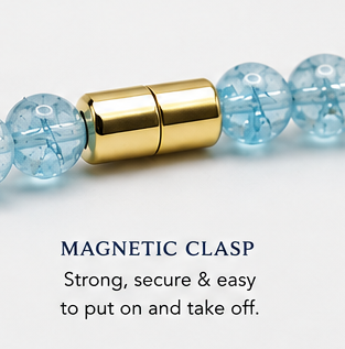 Blue Topaz Bracelet with Gold Spacers – Magnetic Clasp Bracelet – Communication, Clarity & Self-Expression Jewelry