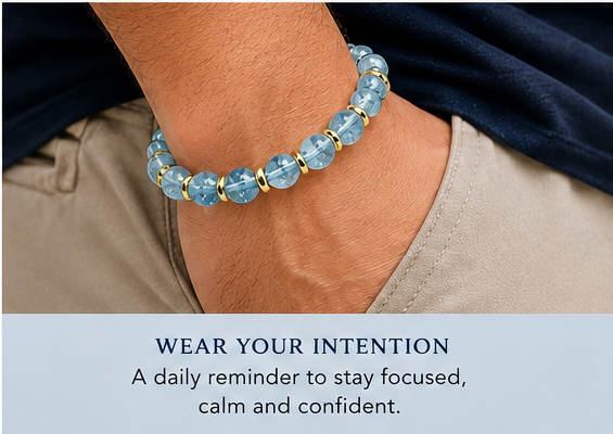 Blue Topaz Bracelet with Gold Spacers – Magnetic Clasp Bracelet – Communication, Clarity & Self-Expression Jewelry