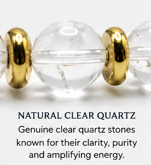 Clear Quartz Bracelet with Gold Spacers – Magnetic Clasp Gemstone Jewelry – Clarity, Focus, & Energy Amplifier