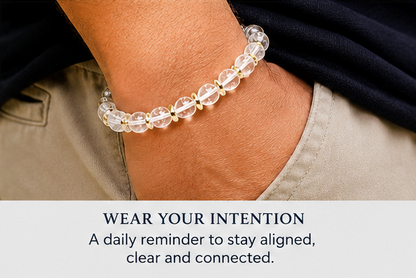 Clear Quartz Bracelet with Gold Spacers – Magnetic Clasp Gemstone Jewelry – Clarity, Focus, & Energy Amplifier