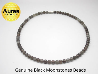 Midnight Enigma: Black Moonstone Necklace - Veil of the Mystics