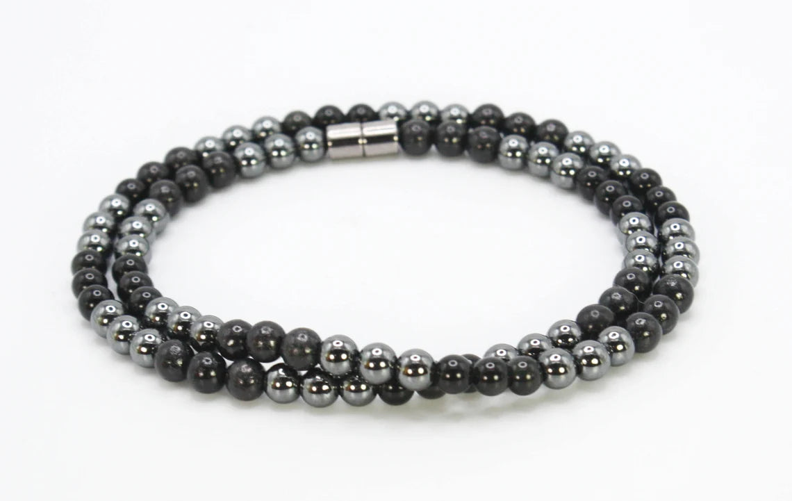 Protection Stone Necklace Hematite Obsidian Shungite Neckless with Magnet Clasp