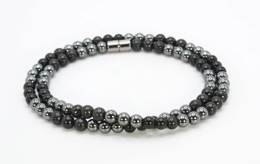 Protection Stone Necklace Hematite Obsidian Shungite Neckless with Magnet Clasp