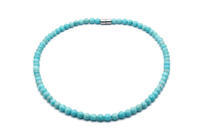 Genuine Beaded Turquoise Necklace for Men/Women - Healing Crystal Jewelry with Magnetic Clasp - Sky Blue Stone - Elegant Gift for Her/Him