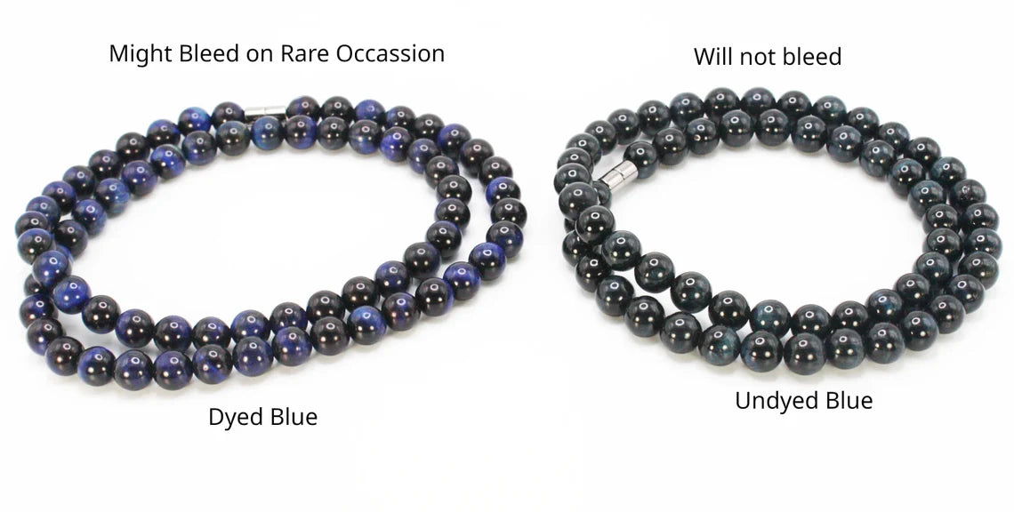 8mm Blue Tiger Eye Necklace - Mens Necklace - Beaded Necklace - Crystal Necklace - Gemstone necklace