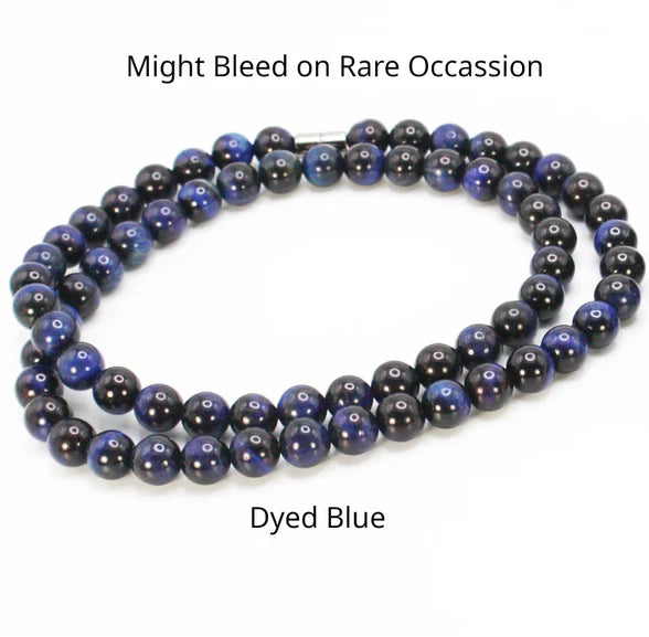 8mm Blue Tiger Eye Necklace - Mens Necklace - Beaded Necklace - Crystal Necklace - Gemstone necklace