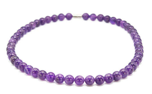 6mm/8mm/10mm Genuine Amythest Necklace for Men/Women for Serenity & Tranquility Purple Crystal Jewelry Handmade in USA