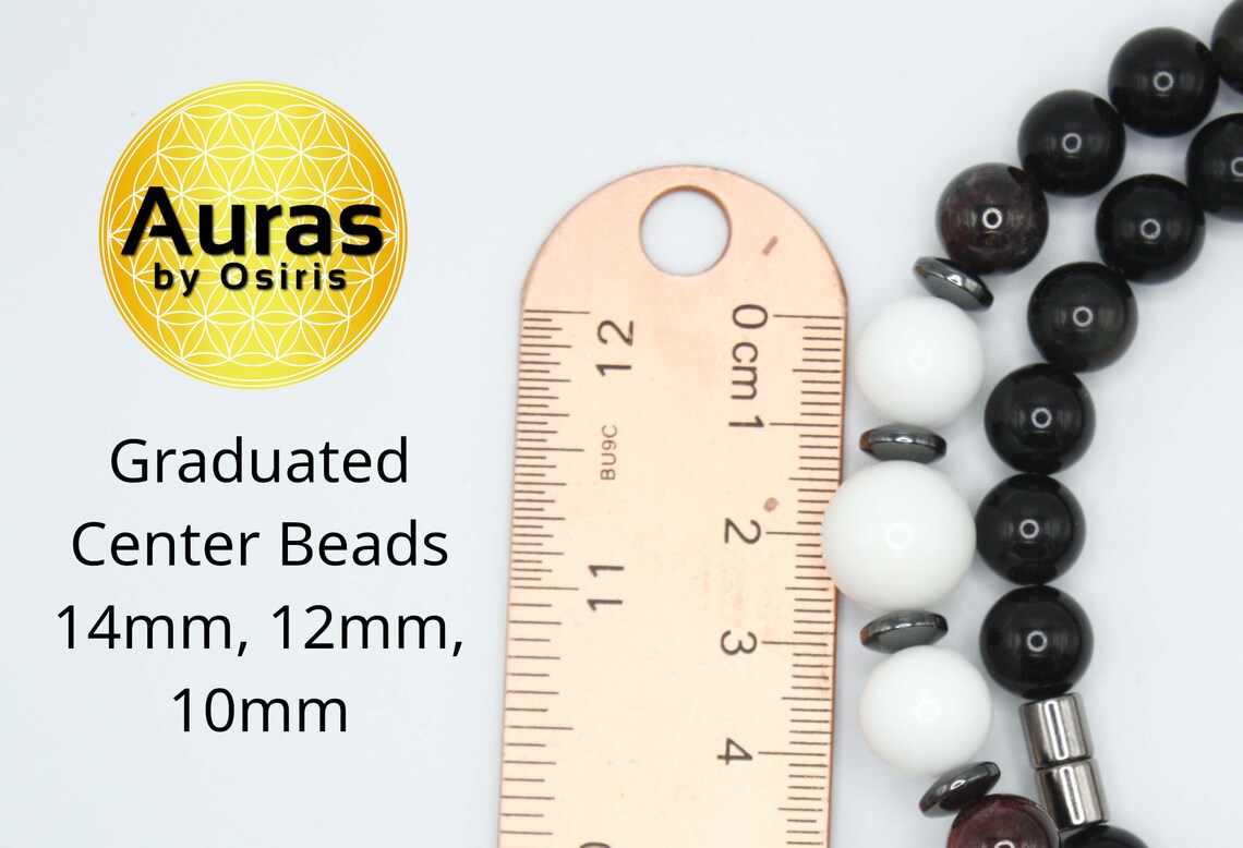 Powerful Quartet Gemstone Necklace – Obsidian, Garnet, Hematite & White Onyx | Strength, Balance & Protection
