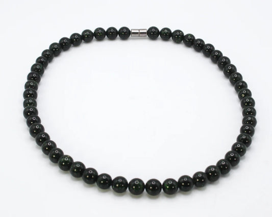 Green Goldstone Necklace for Men/Women - Sandstone Jewelery - 10mm Beaded Necklace