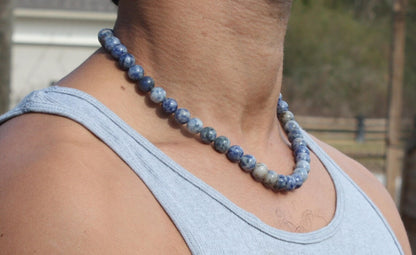 Sodalite Necklace for Men/Women - 10mm Beaded Necklace - Blue Gemstone Jewelry - Intuition - Clarity - Higher Mind