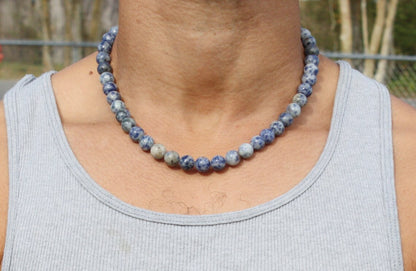 Sodalite Necklace for Men/Women - 10mm Beaded Necklace - Blue Gemstone Jewelry - Intuition - Clarity - Higher Mind