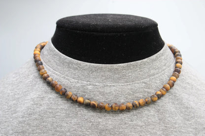 Supreme Matte Yellow Tiger Eye Necklace with Magnetic Clasp - 6mm Genuine Gemstone Jewelry for Men/Women
