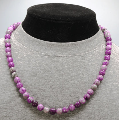Genuine Sugilite Necklace – 8mm Gemstone Beads for Men & Women – Healing Crystal Jewelry Gift