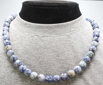Sodalite Necklace for Men/Women - 10mm Beaded Necklace - Blue Gemstone Jewelry - Intuition - Clarity - Higher Mind