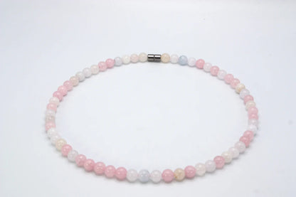 Genuine Morganite Necklace - 8mm Beaded Necklace - Pink Gemstone Jewelry for Her