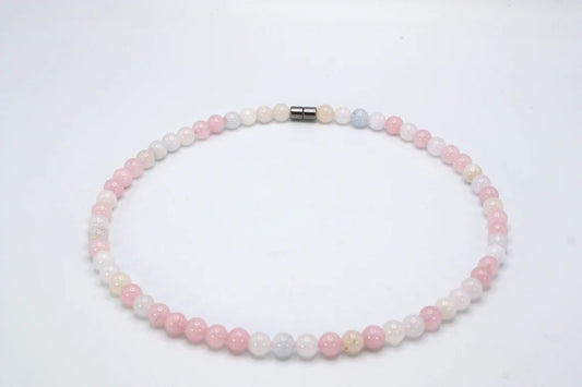 Genuine Morganite Necklace - 8mm Beaded Necklace - Pink Gemstone Jewelry for Her