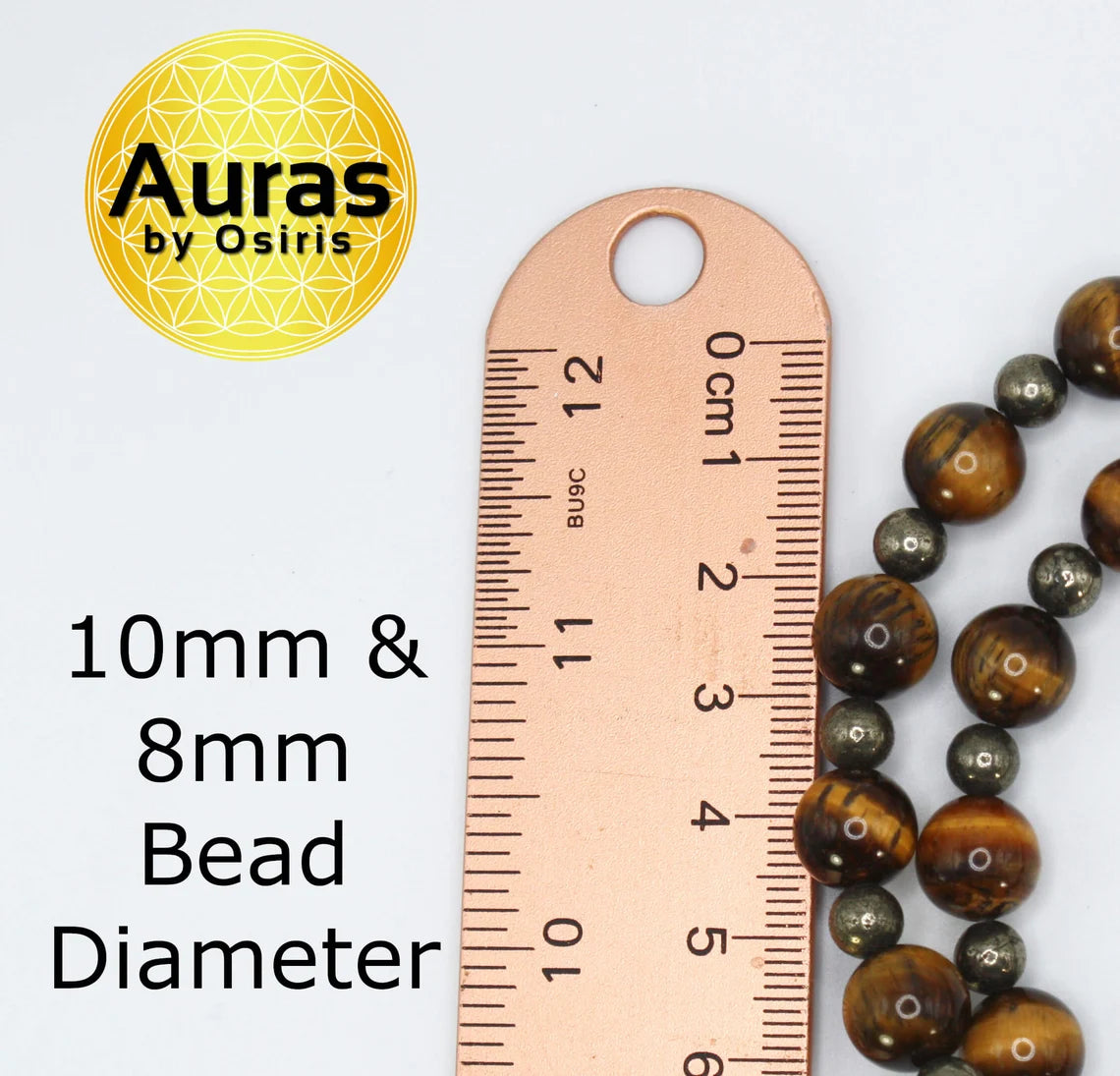 Genuine Tigers Eye and Pyrite Necklace - Gifts for Men/Women - 10mm and 6mm Beaded Necklace