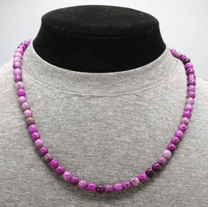 Genuine Sugilite Necklace - Gift for Men/Women - 6mm Bead Diameter