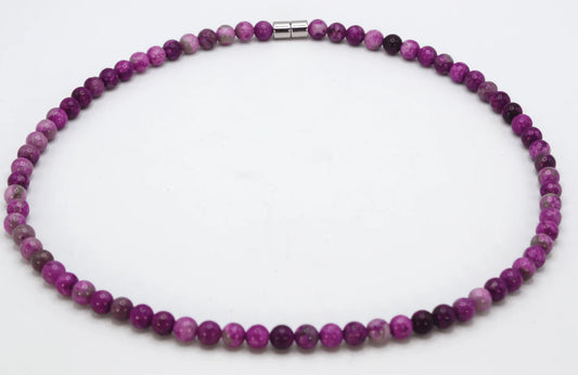 Genuine Sugilite Necklace - Gift for Men/Women - 6mm Bead Diameter