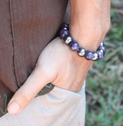 Hematite and Amethyst Bracelet - A Union of Protection and Serenity