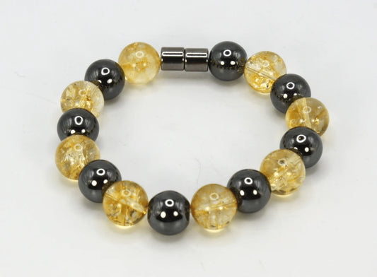 Hematite and Citrine Bracelet - A Beacon of Grounding and Abundance