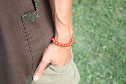 Red Jasper Bracelet for Men/Women 6mm 8mm 10mm 12mm Beaded Jewelry for Energy Courage & Grounding