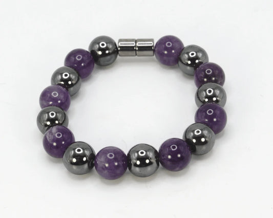 Hematite and Amethyst Bracelet - A Union of Protection and Serenity
